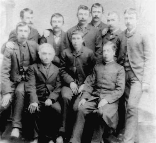 priest and some of Mathilde Collettes sons 1887.jpg