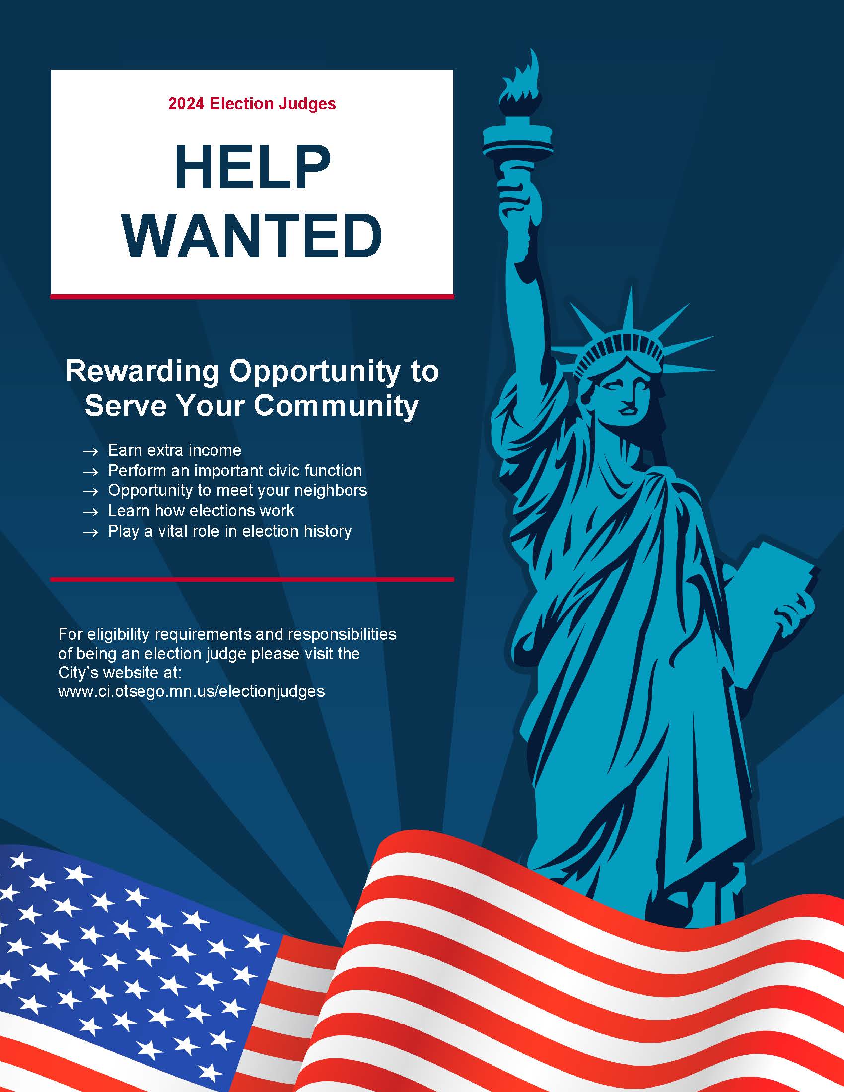 2024 Election Judge flyer HELP WANTED