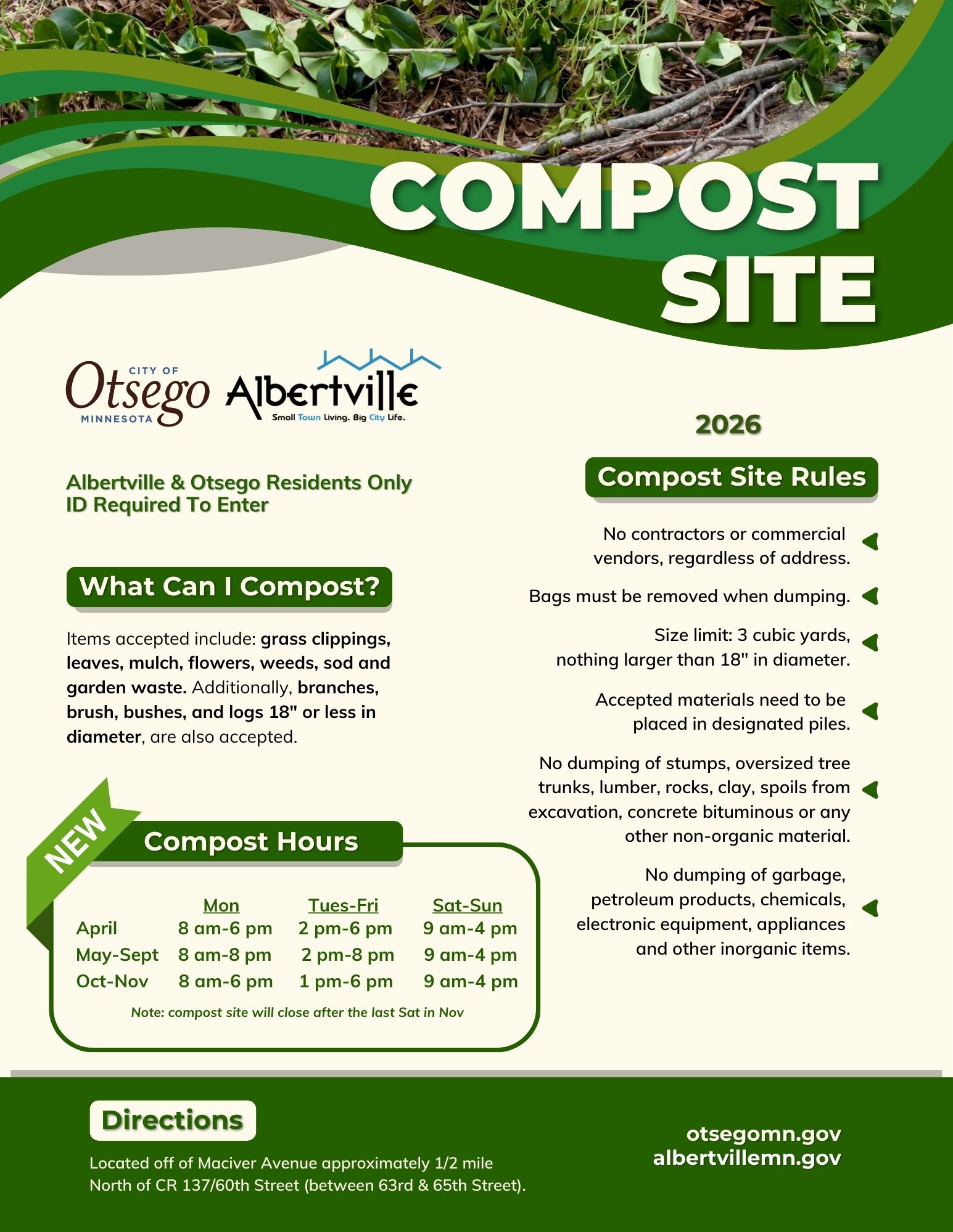 Compost Site 2026 hours